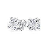 Bling Jewelry CZ Mens 925 Sterling Silver Basket Set Invisible Cut Studs