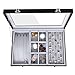 SONGMICS Black Leather Jewelry Box Display Tray Show Case Storage Organizer Large Glass Top UJDS306