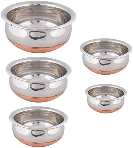 Indian Gifts Store HANDI COOKWARE 5 Pcs. Set - COPPER BOTTOM by Visvabhavanah