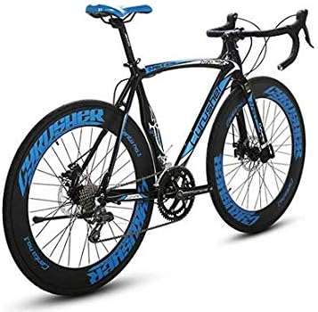 Cyrusher XC700 Road Bicycle Shinano 2300 Aluminium Frame 54 cm /52cm700C 70MM Mens Road Bike 14 Speeds Mechanical Disc Brakes (Blue)