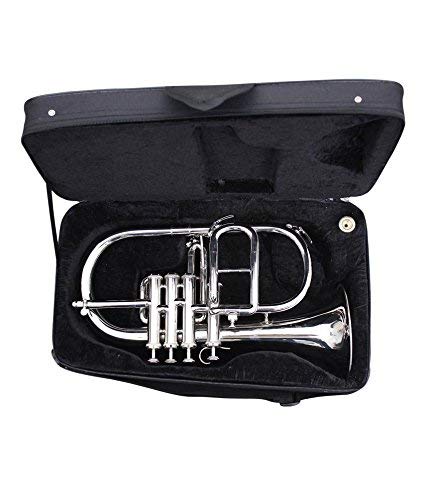 SAI MUSICAL FLUGEL HORN Bb PITCH NICKEL SILVER 4 VALVE WITH FREE HARD CASE + MOUTHPIECE