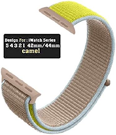 Niyo Nylon Band Compatible with Apple Watch Series 5, Series 4, Series 3, Series 2, Series 1, (Watch Not Included) (42mm/44mm, Camel)