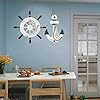 BUYGOO 2 Pack Nautical Decor 13" Wooden Ship Wheel and Wood Anchor with Rope Nautical Boat Steering Rudder Wall Decor Door Hanging Ornament Beach Theme Home Decoration