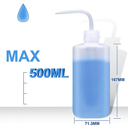 Wash Bottle, 3 Pack LDPE Squeeze Bottles, Safe Plastic Low Density Polyethylene Bottles with Narrow Mouth, for Chemistry, Industry, Lab & Gardening, 500ml / 17oz, 250ml / 8.5oz, 150ml / 5.1oz
