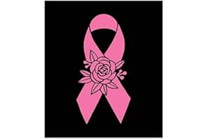 Floral Breast Cancer Ribbon Vinyl Decal | Pink | Made in USA by Foxtail Decals | for Car Windows, Tablets, Laptops, Water Bottles, etc. | 2.2 x 4.5 inch