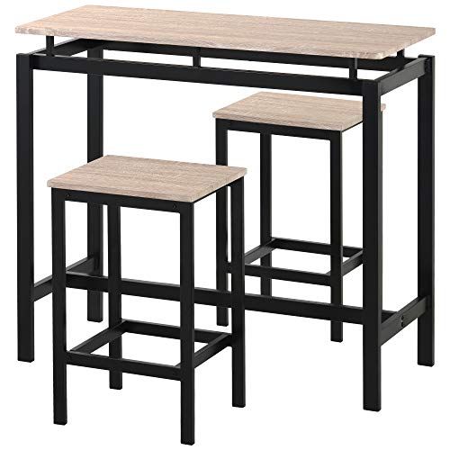 3 Stück Bartisch-Sets, Küche Pub Tisch und 2 Barhocker, 3-teiliges Metallgestell Frühstückstisch Set,Esstisch Stehtisch… – Bild 6