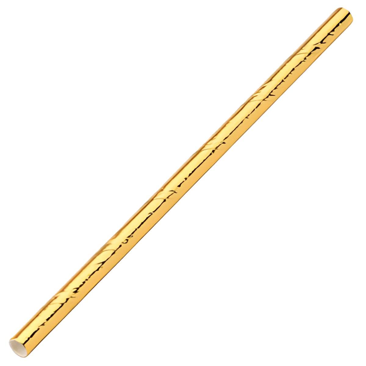 Utopia F90121 Paper Gold Cocktail Straw 5.5" (14cm) 5mm Pack of 24