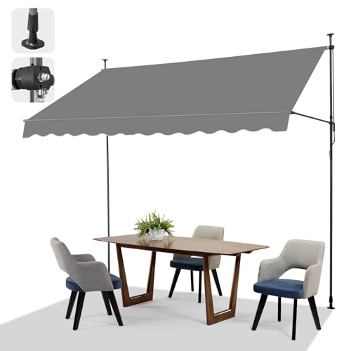 LEADZM Klemmmarkise Balkonmarkise 300 x 150 cm Breit,Grau