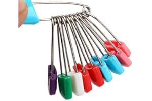 Yosoo 50 Pack/100 Pack Assorted Color Baby Plastic Head Safety Pins Cloth Diaper Nappy Pins Kids Safety Safe Hold Clip Lockin