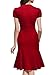 Miusol Women's Official V-Neck Retro Cap Sleeve Fitted Business Cocktail Dress (Small, Red)