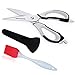 Kitchen Shears Poultry Scissors Set, BEST Cutting Aid with Stainless Steel Heavy Duty Blades and Large Handles FREE Basting Brush Included for Glazing and Food Marinade by Space Evolution