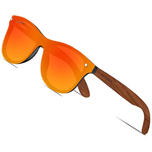 KITHDIA-Herren-Damen-Natrlich-Holz-Polarisierte-Sonnenbrille-Verspiegelt-Linse-WL23