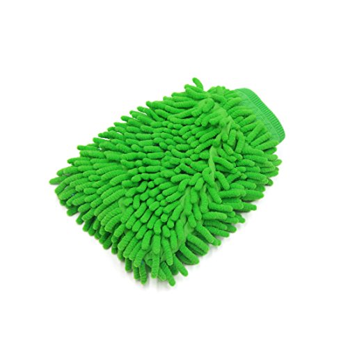uxcell Green Microfiber Chenille Washing Cleaning Glove Mitten for Car Automobile