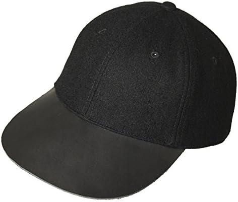 Oaks Designs The Jak Unstructured Wool Adjustable Cap with Leather Brim, Black