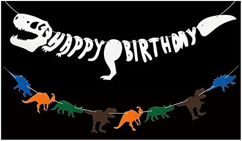 Dinosaur Dino Party Decoration Supplies - Happy Birthday Banner,Dinosaur Non-woven Fabric Banner, 2pcs (Dinosaur)