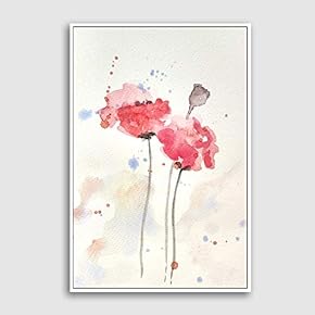 Framed Canvas Home Artwork Decoration Watercolor Painting Canvas Wall Art for Living Room, Bedroom - 16x24 inches