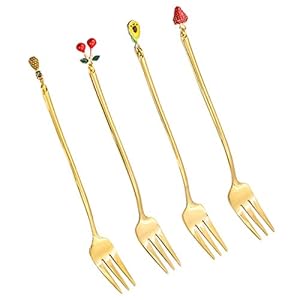 YARNOW 4 Stuks Fruitvorken Roestvrijstalen Bestek Kleine Vorken Voorgerecht Dessertvorken Voor Thuis Keuken of…