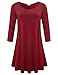BELAROI Women's Plus Size Dress Fall Casual Swing 3/4 Sleeve T Shirt Loose Tunic Dress (3X, Wine Red)