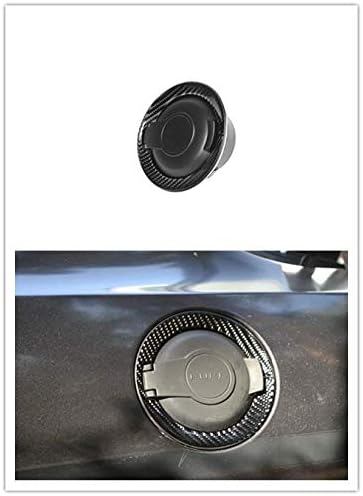 Landparts Aluminum Alloy+ABS Carbon Fiber Ring Sticker Black Exterior Decoration Accessories Car Gas Fuel Tank Cap Guards Cover Fit for Dodge Challenger 2015-2019