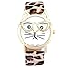 Winhurn Super Cute Cat Glasses Design Analog Quartz Women Wrist Watch (Khaki)