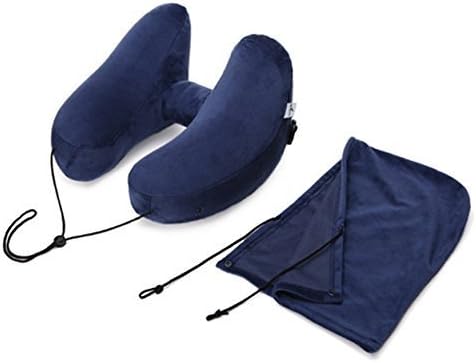 SKST Travel Pillow, Ultimate Travel Pillow Inflatable Pillow Airplane, Perfect for Planes, Cars, Trains, Office, Home, Camping (Blue)