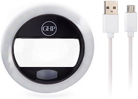 Gallagher Hill Products Smartphone LED Camera Ring Light – Improved Selfie Photography – USB Rechargeable iPhone 7 and Samsung Galaxy S7 Accessory – Multiple Brightness Levels
