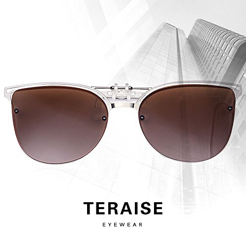 TERAISE Women’s ClipOn Sunglasses For Prescription Glasses Polarized Flip Up Vintage Cat Eye