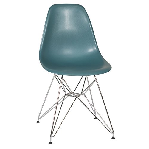 Ethan MidMod Side Chair with Metal Eiffel Base, Teal