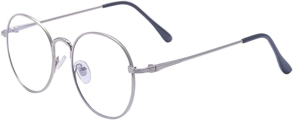 Round Rim Metal Non-Prescription Glasses Clear Lens Eyewear Optical Frame For Wome/Men