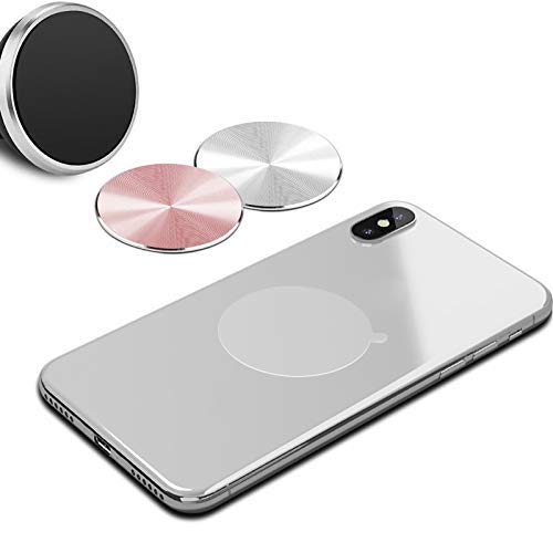 Cute Replacement Metal Plates Set 4 Pack for Magnetic Phone Holder. Kit of 4 Mix Round Discs Without Holes for Car Mount, Phone Case Back. Strong Circular 3M Adhesive Cell Phone Magnet Stickers.