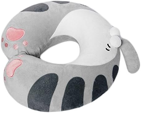 SOCOMP Cute Cat Butt Tail Plush U-Shape Neck Pillow Throw Pillow Office Nap Pillow Stuffed Animal Toy Memory Foam Pillow for Travel Car Train