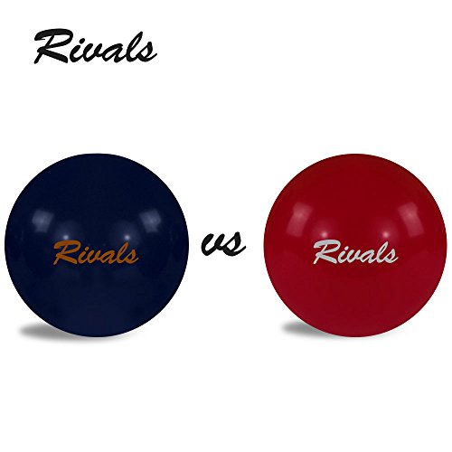 Rivals Bocce Ball Set Includes 4 Crimson and White Bocces Versus 4 Orange and Blue Bocces, 1 Pallino, Measuring Tape, and Carrying Case With Strap | Perfect For The College Fan and Game Day