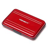 Honsky Aluminum UHS-I SD Micro SD SDHC SDXC TF SecureDigital Memory Card Carrying Case Holder Organizer Box Keeper for Computer Camera Media Storage Organization,Red