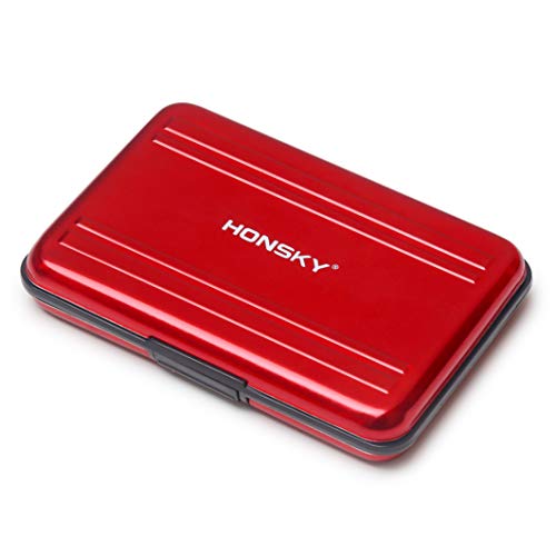 Honsky Aluminum UHS-I SD Micro SD SDHC SDXC TF SecureDigital Memory Card Carrying Case Holder Organizer Box Keeper for Computer Camera Media Storage Organization,Red