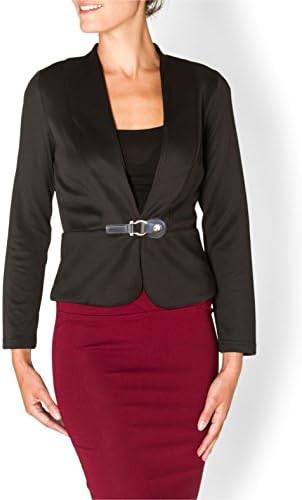 Buckle front Women's Casual or Wear to Work Solid Color Knit Long Sleeve Blazer. Also Great for a night out. (x-large, black)