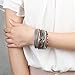 Grey Leather Wrap Bracelet - Pearl and Colorful Beads Cuff Bracelet- Charm Bangle Jewelry for Women,Wife Mother's Day Present- with Magnetic Buckle and Gift Box By Jenia