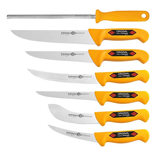 EIKASO Solingen Germany 7-Teiliges Profi Messer Set, geeignet als Metzgermesser, Fleischermesser, Schlachtermesser, Ausbeinmesser & Kochmesser