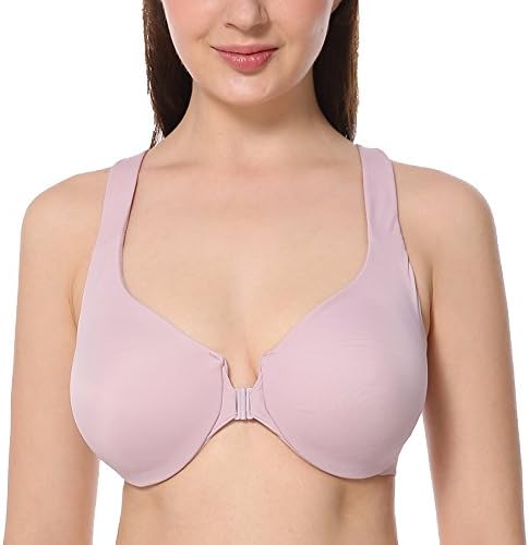 GOgoing New Seamless Non Padded Hidden Underwire Front Closure Bra Pink04 46