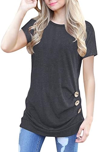 Anicco Womens Short Sleeve Casual Round Neck Loose Tunic Top Blouse T-Shirt