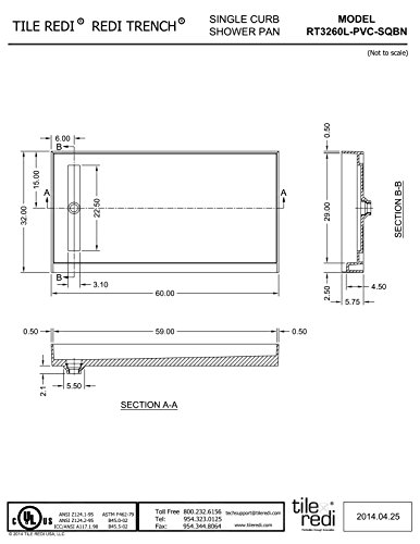 Tile Redi USA T3260L-SCDNBVZ Redi Trench Shower Pan 60" W x 32" D Brushed Nickel - Thumbnail 6