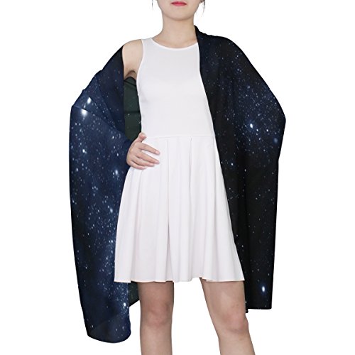 MRMIAN Starry Night Sky Universe Galaxy Space Long Silk Chiffon Scarf Wrap Stole