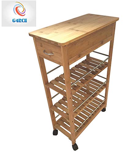 4 Tier Slim Portable Natural Bamboo Space Saver Wood Kitchen