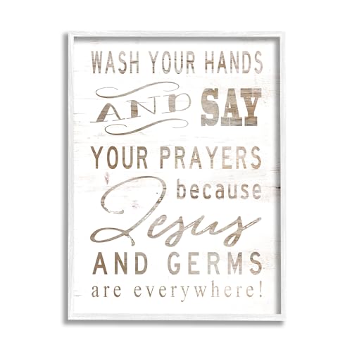 Stupell Industries 'Jesus & Germs Funny Hygiene', Framed Giclee Art, White, 24…