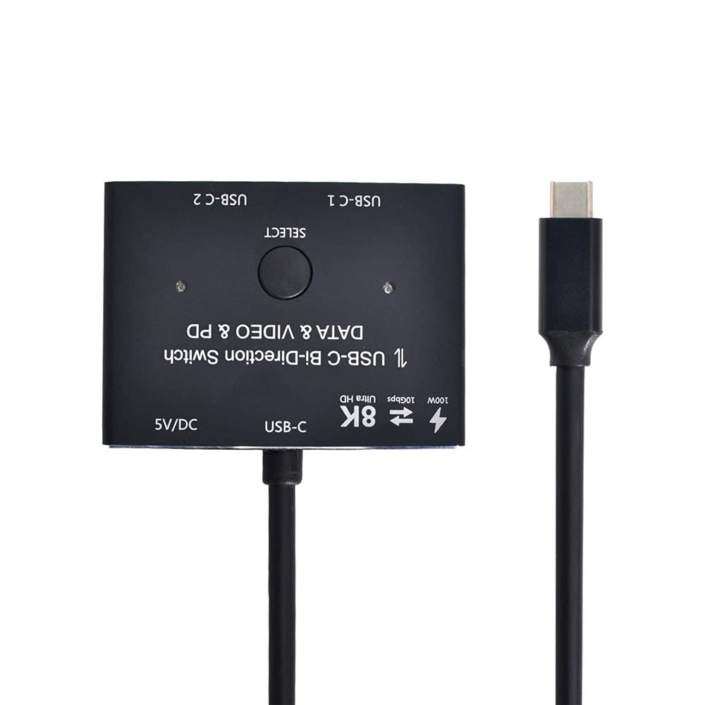 USB-C Type-C Bi-Direction Switch MST 1 to 2 Hub Support Video Data PD 8K@30hz 100W 10Gbps