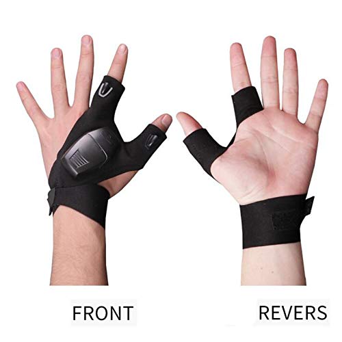 1 Paar Outdoor Taschenlampe LED Fingerlos Angelhandschuhe Handschuhe Wasserdicht Schwarz Arbeitshandschuhe mit Licht zum… – Bild 7