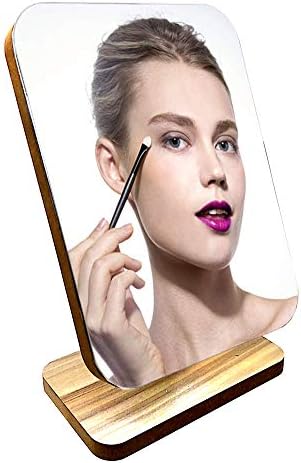 sagrach Wooden Square Shape Desktop Vanity Mirror For Home, 1pc(Assorted Color) (Square Mirror)