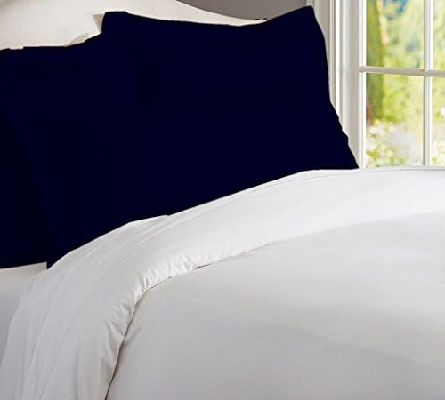 Jerry Collection Pillow Case Set 500 Thread Count 100% Egyptian Cotton 2-Piece, Super Soft &amp; Durable Euro/Sequre/Continental/European Size ( 26 x 26" ) - Navy Blue Color Solid Pattern