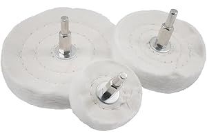 JUNLIXN 3 Pcs White Flannelette Polishing Wheels, 1/4" Shank T Shape Cotton Buffing Wheel for Drill, Rotary Tools