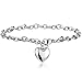 Jstyle Jewelry Women's Stainless Steel Chain Bracelet with Heart Charm,7.48
