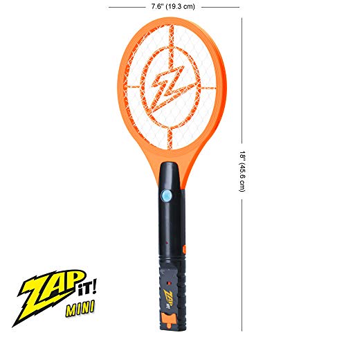 ZAP IT! Mini Bug Zapper - Rechargeable Mosquito, Fly Killer and Bug Zapper Racket - 4,000 Volt - USB Charging, Super-Bright LED Light to Zap in The Dark - Safe to Touch (Orange)